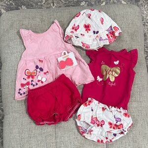 Gymboree Pink and Red Butterfly Diaper Cover Set